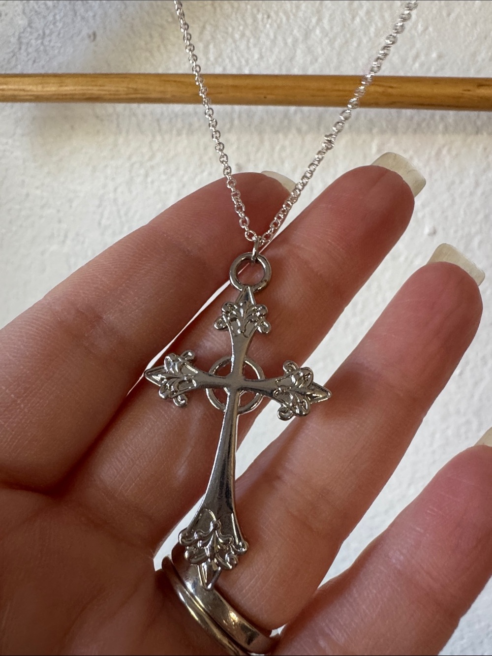 Silver Tone Cross Necklace